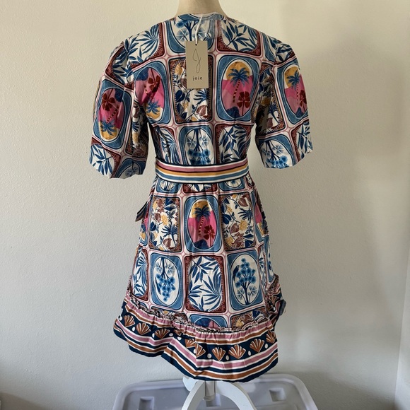 Joie tropical multi color printed Dress with Belt - Picture 4 of 11